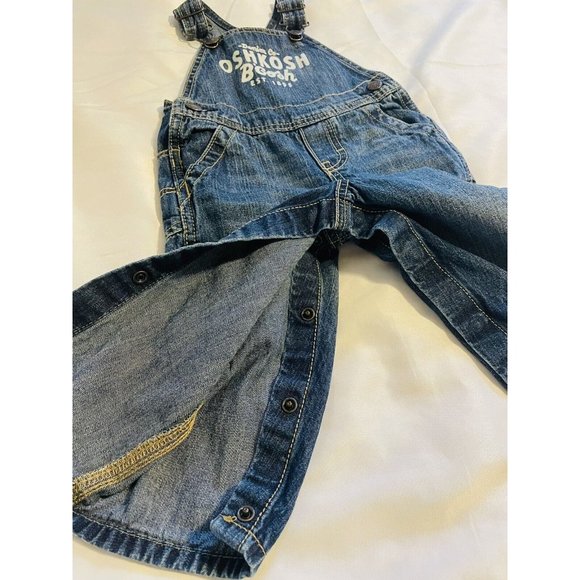 OshKosh B'gosh Vestbak Denim Bib Overalls Toddler 12 Months Blue Jeans Snaps - Picture 3 of 9